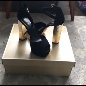 MK Platform Gold Heels